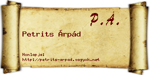 Petrits Árpád névjegykártya